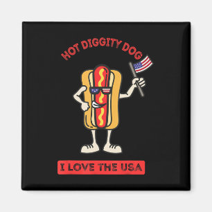 Hot Diggity Dog July 4th Patriotic BBQ Picnic Cook Magnet
