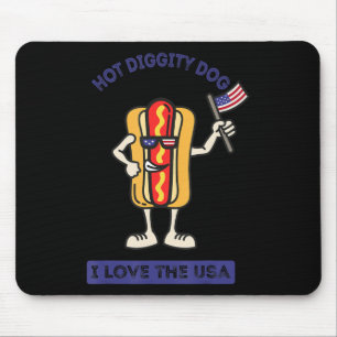Hot Diggity Dog July 4th Patriotic BBQ Picnic Cook Mouse Pad
