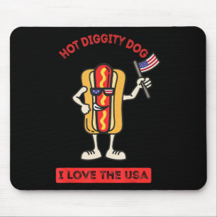 Hot Diggity Dog July 4th Patriotic BBQ Picnic Cook Mouse Pad