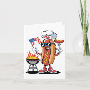 Hot Dog 4th Of July Funny Patriotic Bbq Hot Dog Us Card