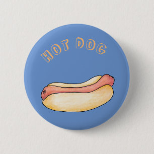 Hot dog 6 cm round badge