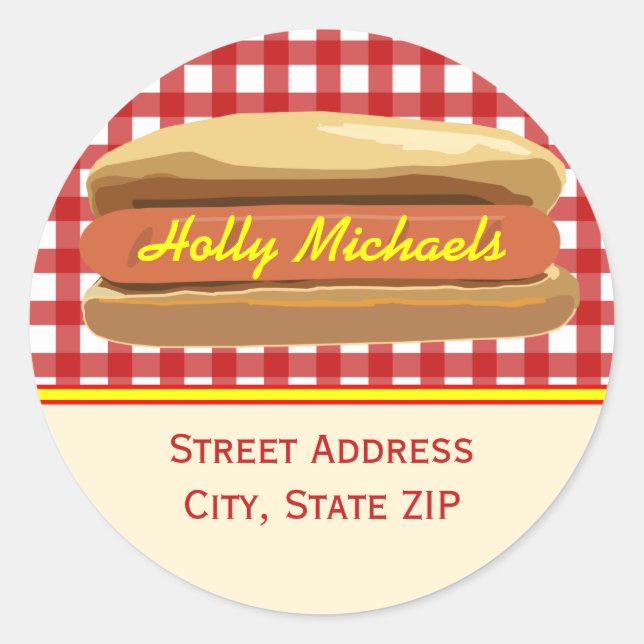 Hot Dog Address Label Sticker (Front)
