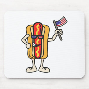 Hot Dog American Flag July 4th Patriotic Bbq Cooko Mouse Pad