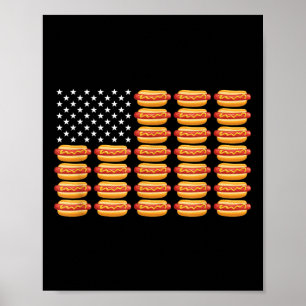 Hot Dog American Flag July 4th Patriotic Summer Bb Poster