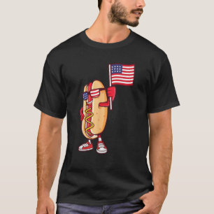 Hot Dog American Flag July 4th Patriotic Summer US T-Shirt