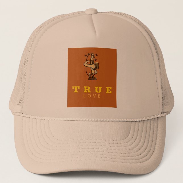 Hot dog and beer true love trucker hat (Front)