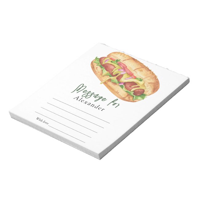 Hot Dog BBQ Time Capsule Message Notepad (Rotated)