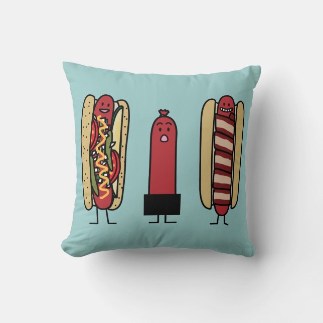 Hot dog bros. Chicago style Bacon wrapped wiener Cushion (Front)
