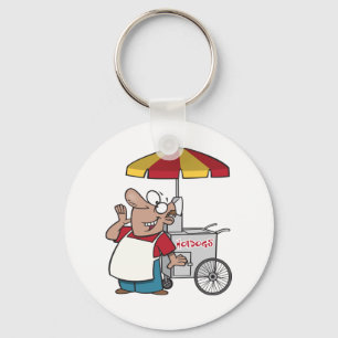Hot Dog Cart Vendor Street Food Seller Key Ring