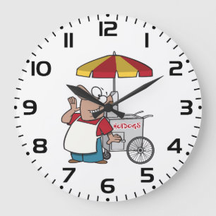 Hot Dog Cart Vendor Street Food Seller Large Clock