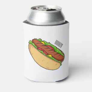 Hot dog cartoon illustration  can cooler
