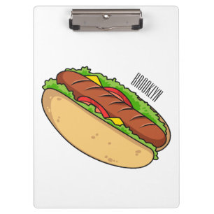Hot dog cartoon illustration clipboard