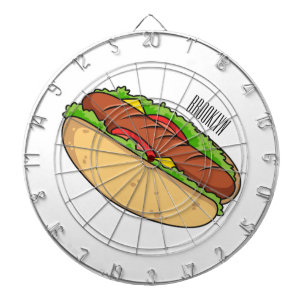 Hot dog cartoon illustration dartboard