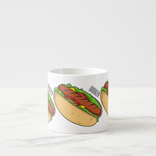 Hot dog cartoon illustration espresso cup (Front)