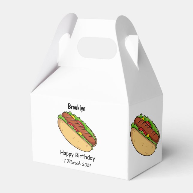 Hot dog cartoon illustration favour box (Front Side)