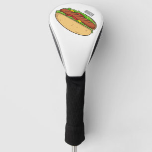Hot dog cartoon illustration golf head cover
