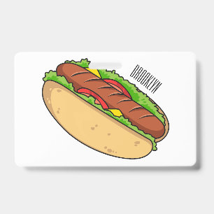 Hot dog cartoon illustration ID badge