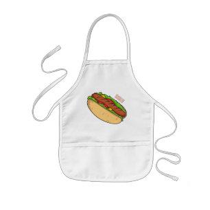 Hot dog cartoon illustration kids apron