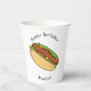 Hot dog cartoon illustration paper cups