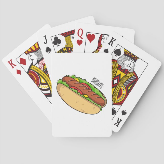 Hot dog cartoon illustration playing cards (Back)
