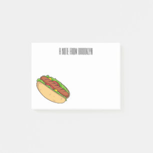 Hot dog cartoon illustration post-it notes
