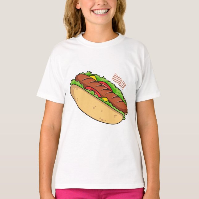 Hot dog cartoon illustration T-Shirt (Front)