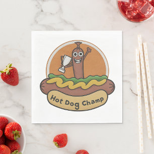 Hot Dog Champ Weiner Trophy Cute Foodie Napkin