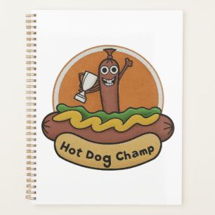 Hot Dog Champ Weiner Trophy Cute Foodie Planner