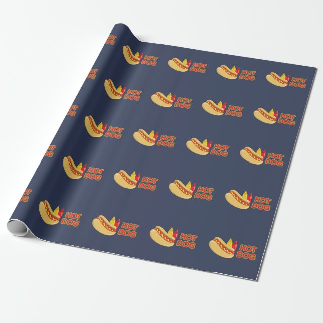 Hot Dog Condiment Pattern Wrapping Paper (Unrolled)