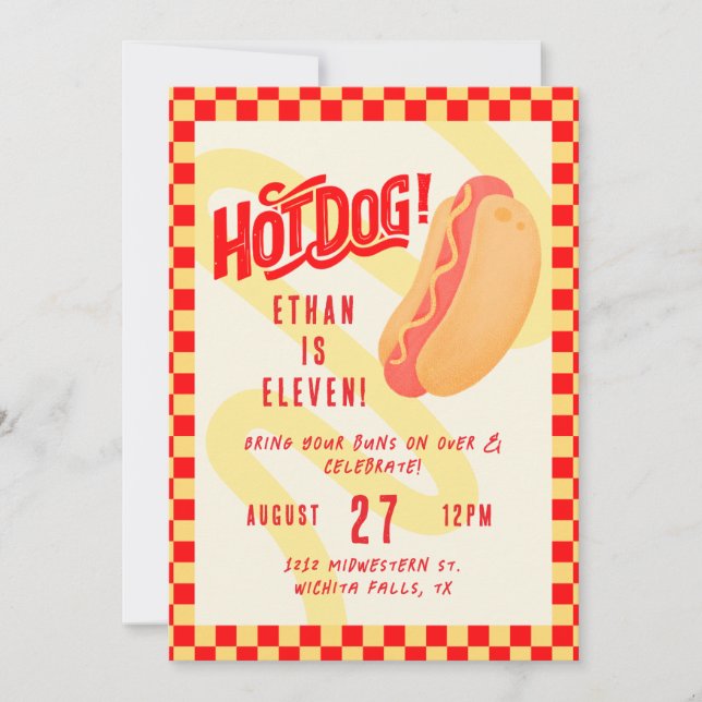 Hot Dog! Cook out themed, Any age birthday  Invitation (Front)