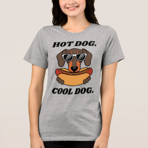 Hot Dog Cool Dog Funny Dog T-Shirt – Cool Dog Wear Tri-Blend Shirt