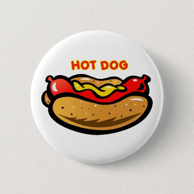 Hot Dog Custom White Button (Front)