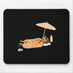 Hot Dog Dachshund Beach Summer Funny Wiener Dog Mouse Pad