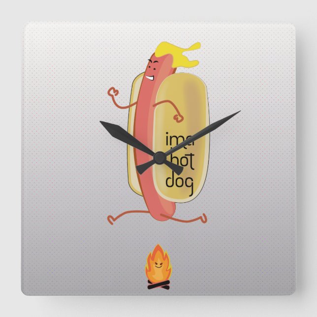 Hot Dog Dare Devil Square Wall Clock (Front)