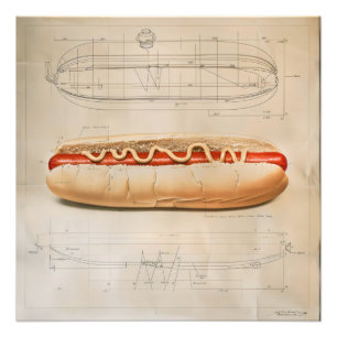 Hot Dog Diagram Photo Print
