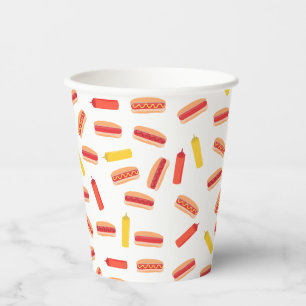 Hot Dog Fast Food BBQ Pattern Paper Cups