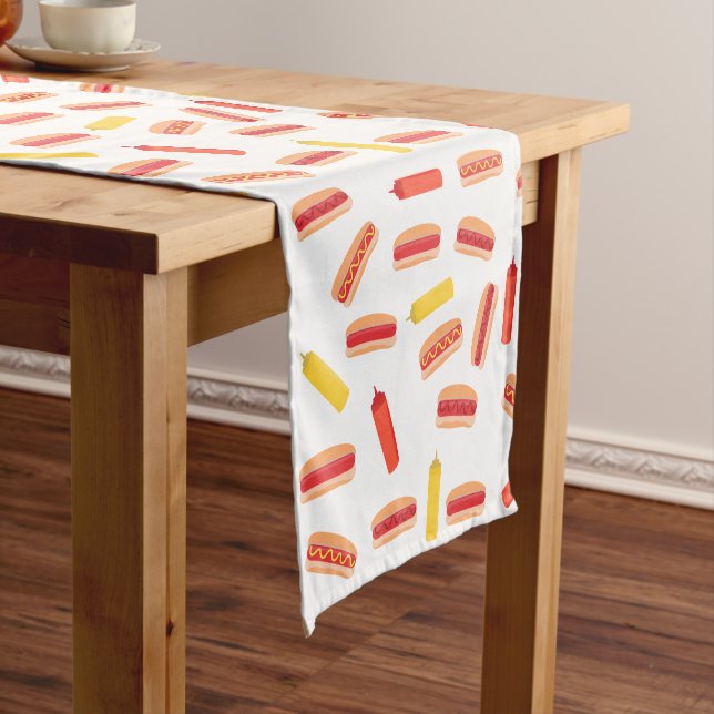 Hot Dog Fast Food BBQ Pattern  Short Table Runner (In Situ)