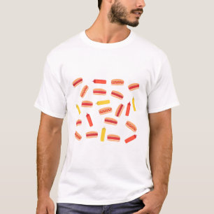 Hot Dog Fast Food BBQ Pattern T-Shirt