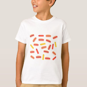 Hot Dog Fast Food BBQ Pattern T-Shirt
