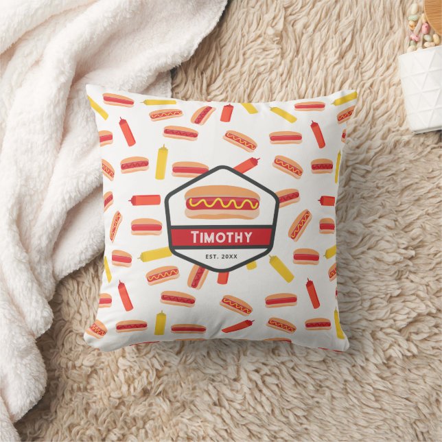 Hot Dog Fast Food Pattern Retro Monogram Cushion (Blanket)