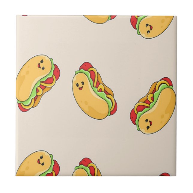 Hot dog food character on pink tile (Front)