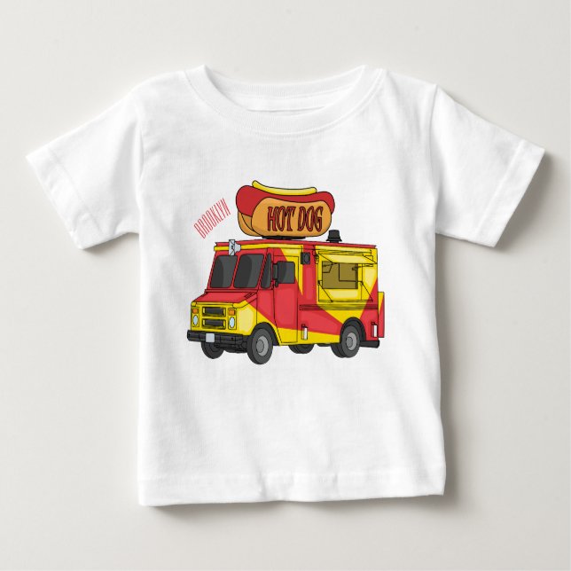 Hot dog food truck cartoon illustration baby T-Shirt (Front)