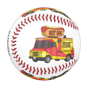 Hot dog food truck cartoon illustration baseball
