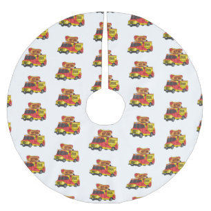 Hot dog food truck cartoon illustration brushed polyester tree skirt