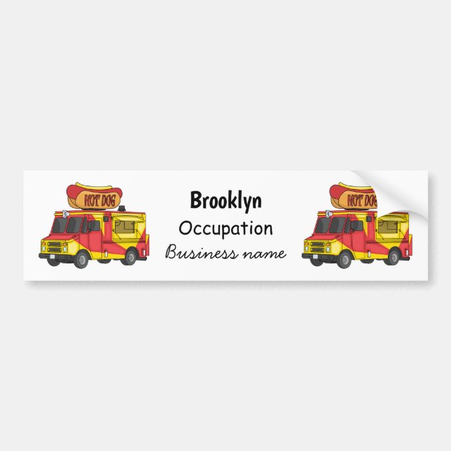 Hot dog food truck cartoon illustration  bumper sticker (Front)