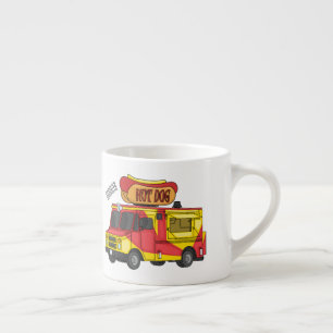 Hot dog food truck cartoon illustration espresso cup