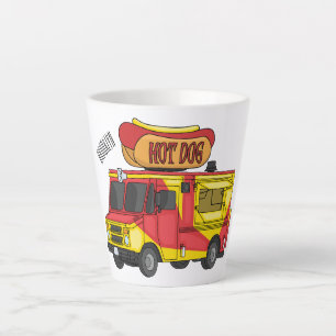 Hot dog food truck cartoon illustration latte mug
