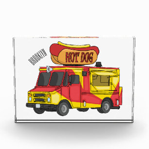 Hot dog food truck cartoon illustration photo block