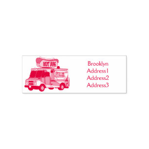 Hot dog food truck cartoon illustration  self-inking stamp