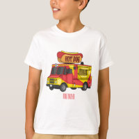 Hot dog food truck cartoon illustration